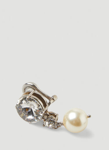 Miu Miu Large Crystal Pearl Earrings Silver miu0248026
