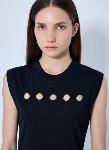 LN-CC® - Marni: Sleeveless Top with Cut-out Detailing - Black Marni Sleeveless Top with Cut-out Detailing Black mni0266004