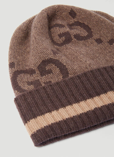 Gucci Logo Knit Beanie Hat Brown guc0351004