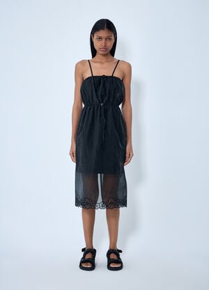 Cecilie Bahnsen Sheer Overlay Midi Dress Black cec0262022