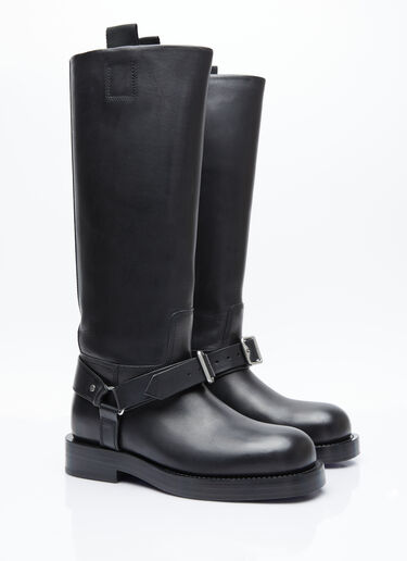 Burberry Leather Saddle Tall Boots Black bur0254020
