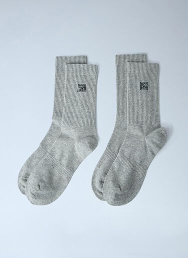 Signature Monogram Cotton Socks TOTEME Signature Monogram Cotton Socks Light Grey tot0263092