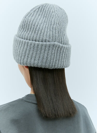 GANNI Logo Patch Beanie Hat Grey gan0255069