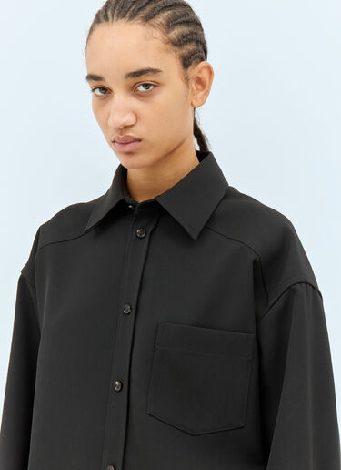 Bottega Veneta 羊毛斜纹布衬衫 黑色 bov0258002