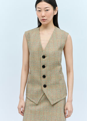 Bottega Veneta Prince Of Wales Waistcoat Brown bov0259009