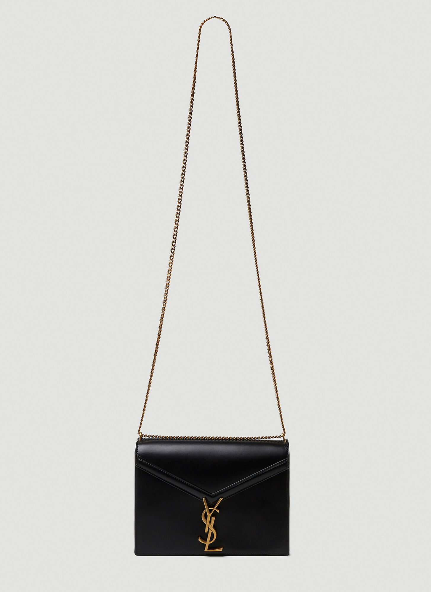 Cassandra Slider Chain Turtle-Embossed Leather Bag in Black Saint