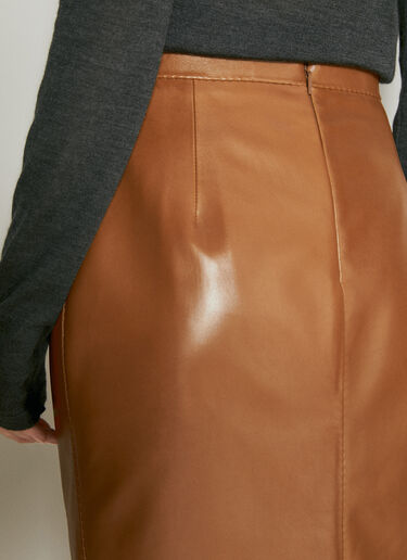 Saint Laurent Leather Pencil Skirt Brown sla0254029