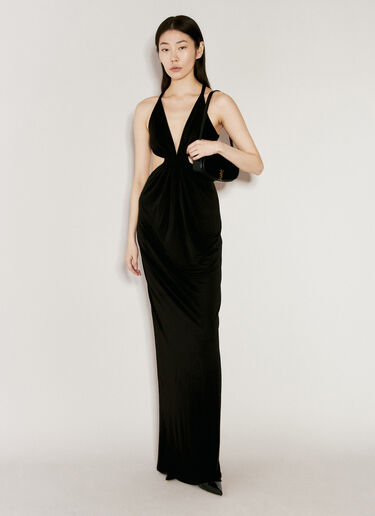 Saint Laurent Backless Halter Dress Black sla0255017