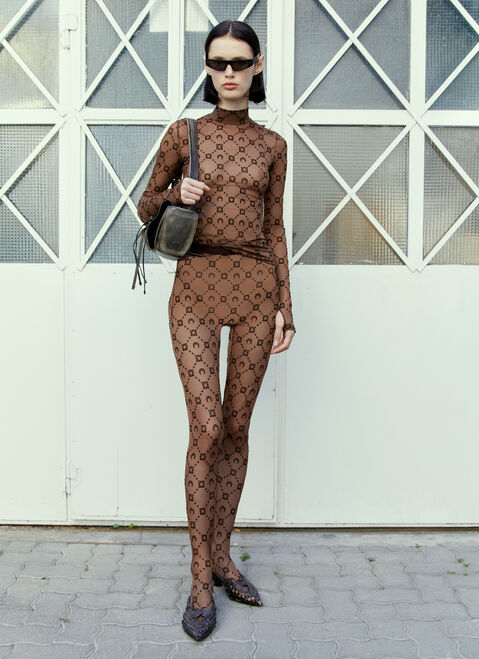 Marco Rambaldi Regenerated Monogram Mesh Tights Brown mra0252020