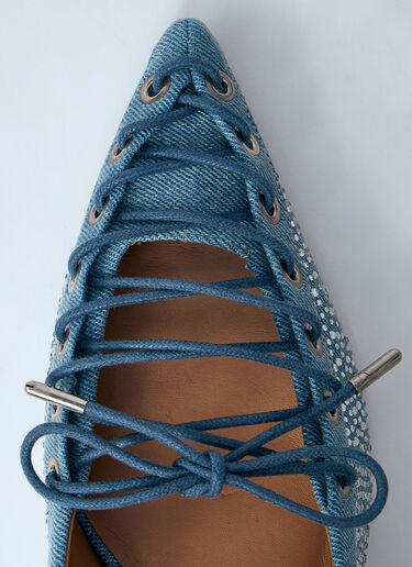 GANNI Embellished Denim Mules Blue gan0260020