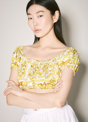 Dolce & Gabbana Majolica Print Crop Top Yellow dol0257009