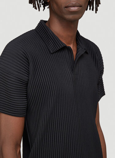 Homme Plissé Issey Miyake Pleated Polo Shirt Black hmp0144023