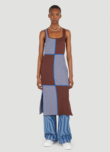 Ahluwalia Checkerboard Knit Dress Blue ahl0248003