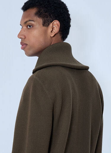 Bottega Veneta Zip-Front High Collar Cardigan Dark Green bov0164014