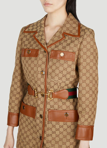 GG Monogram Belted Jacket Gucci GG Monogram Belted Jacket Brown guc0253059