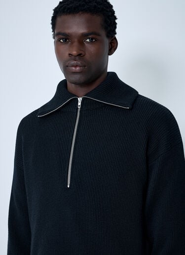 Wool Half-Zip Sweater Lemaire Wool Half-Zip Sweater Black lem0162014