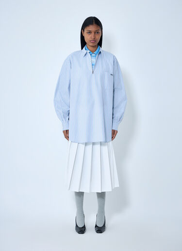 Prada Half-Zip Pinstripe Shirt Blue pra0264040