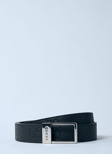 Gucci Rectangular Logo Engraved Belt Black guc0159088