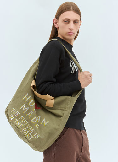 Human Made Logo Print Tote Bag Green hmd0158008