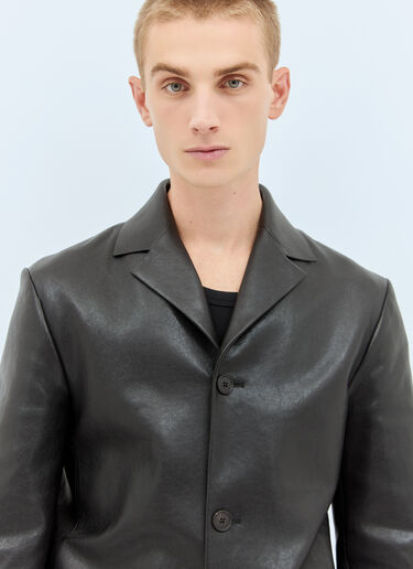 The Row Brodie Leather Blazer Black row0158003