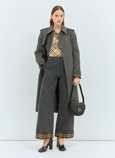 Burberry Check Cuffs Pants Grey bur0258004