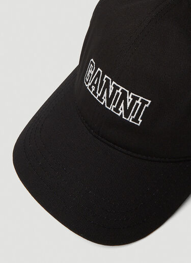 GANNI Logo Embroidery Baseball Cap Black gan0251004