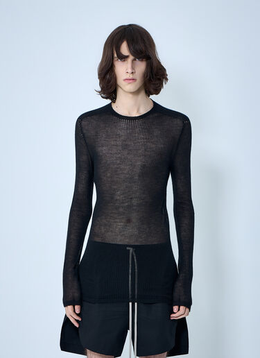 Rick Owens Sheer Knit Long Sleeve Top Black ric0164002