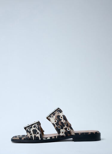 GANNI Buckle Two Strap Sandals Brown gan0263057