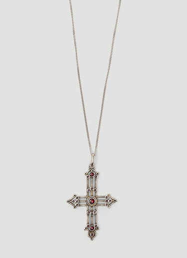 Saint Laurent Romantic Cross Pendant Necklace Silver sla0247088