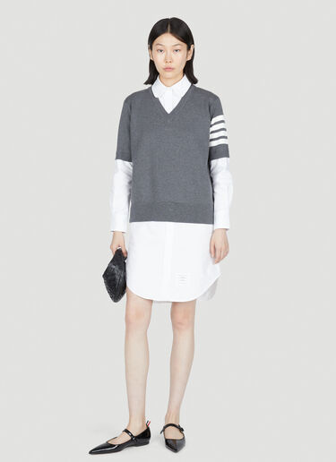 Thom Browne Knit Jumper-Dress with built-in Shirt Grey thb0253017