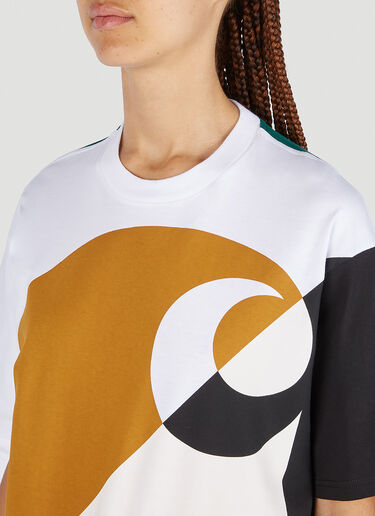 Marni x Carhartt 컬러 블록 로고 티셔츠 화이트 mca0250014