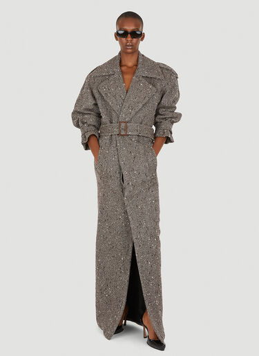 Saint Laurent Long Tweed Coat Grey sla0250001