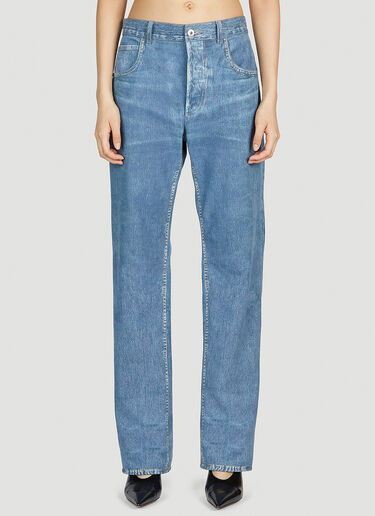 Bottega Veneta Printed Leather Pants Blue bov0252059