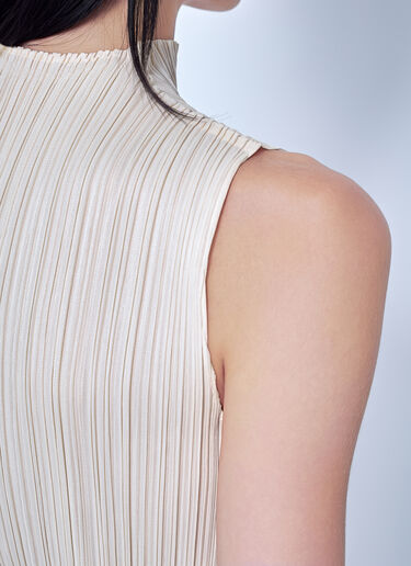 LN-CC® - Pleats Please Issey Miyake: August Colors High-Neck Top - Cream Pleats Please Issey Miyake August Colors High-Neck Top Cream plp0266063