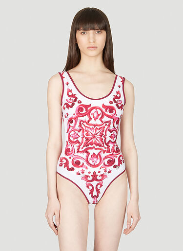 Majolica Racing Swimsuit Dolce & Gabbana Majolica Racing Swimsuit Pink dol0253018