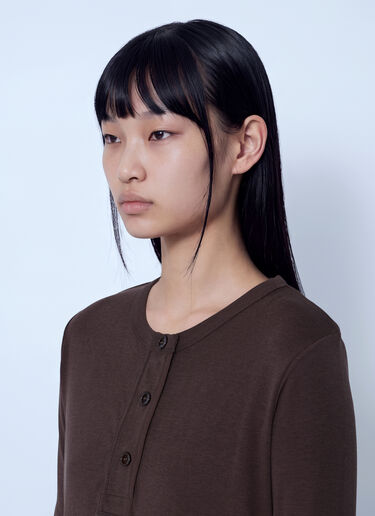 LN-CC® - Studio Nicholson: Roane Long Sleeve Henley - Brown Studio Nicholson Roane Long Sleeve Henley Brown stn0265009