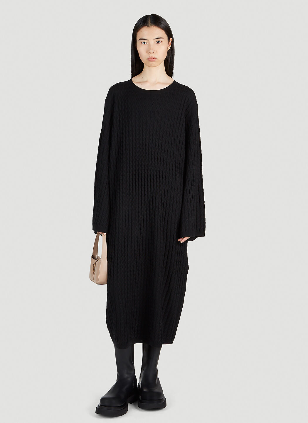 Totême Cable Knit Dress in Black | LN-CC