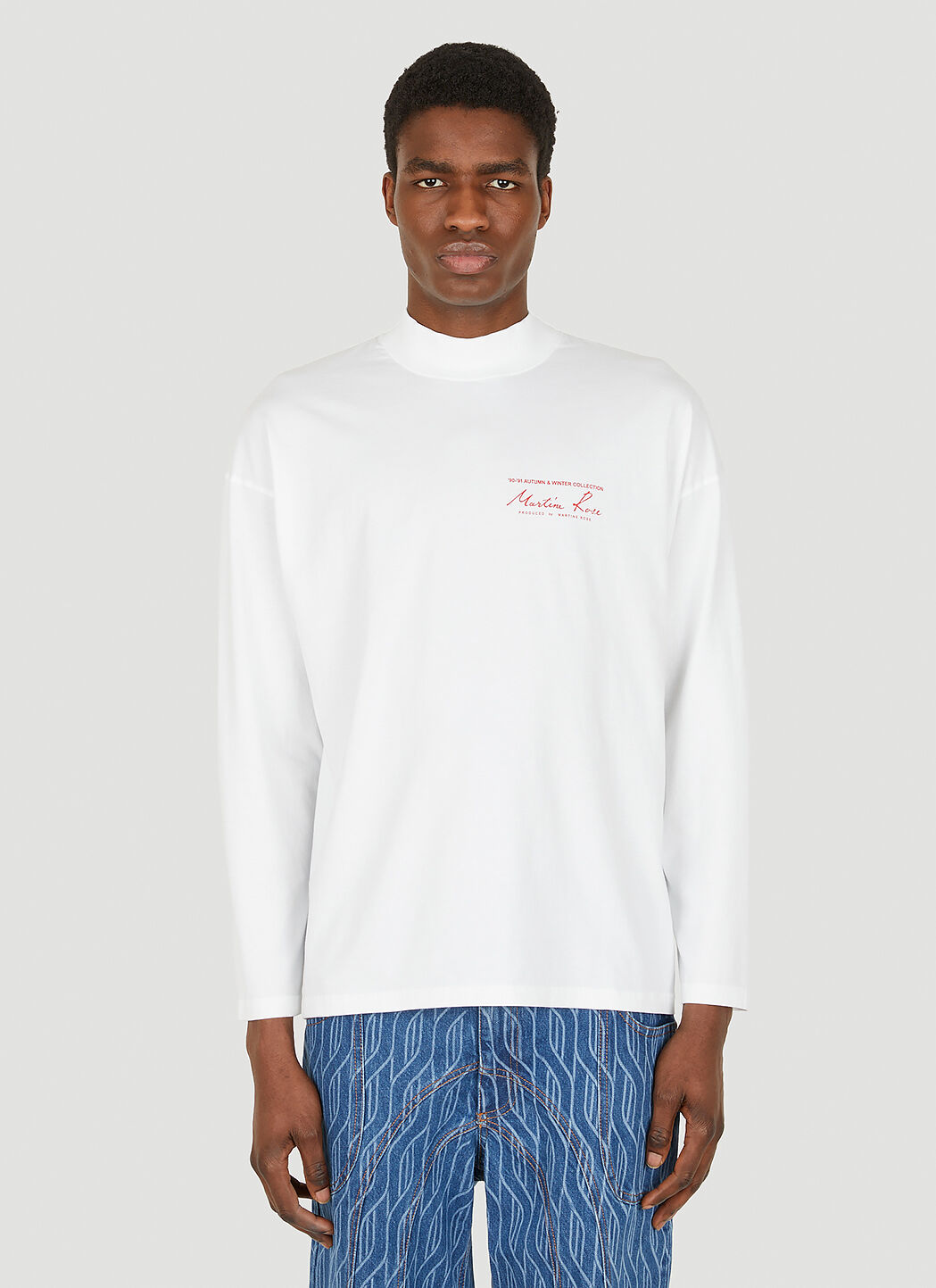 Martine Rose Logo Print Long Sleeve T Shirt in White LN CC