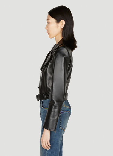Alexander McQueen Cropped Leather Biker Jacket Black amq0251040