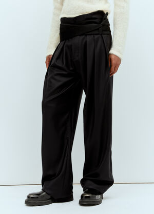 Aaron Esh Pleated Pants With Silk Ties Black ash0154002