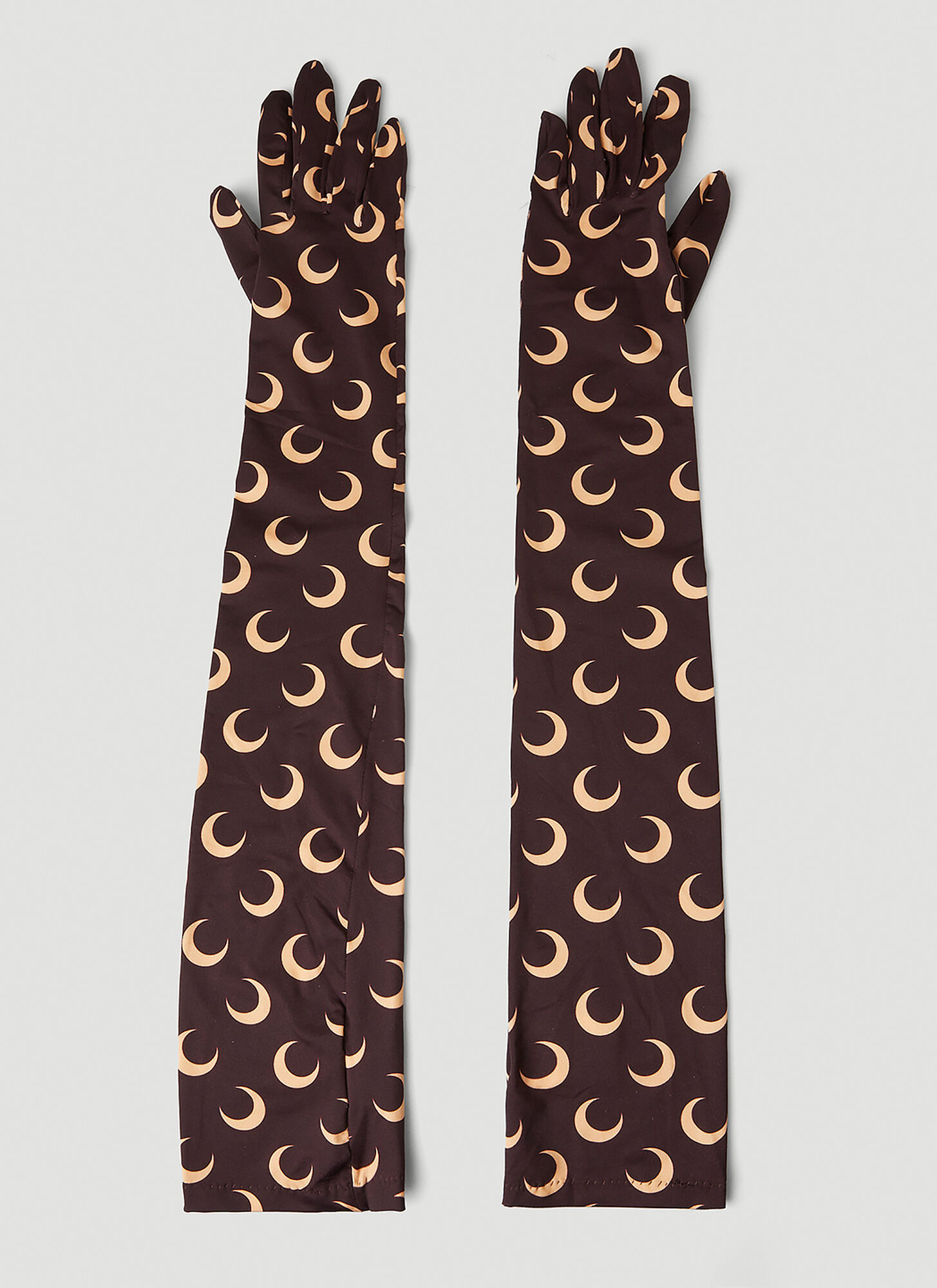 Marine Serre Brown Second Skin Long Gloves In Brown