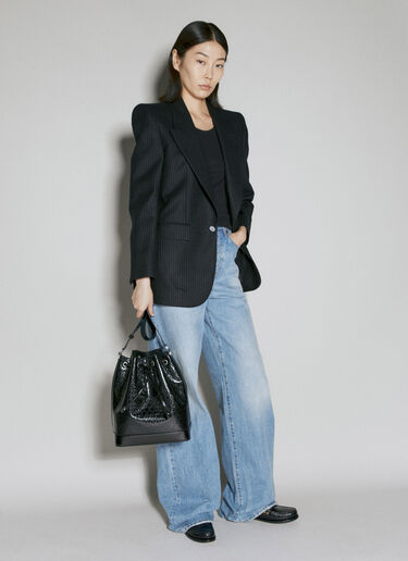 Debossed Logo Bucket Bag Saint Laurent Debossed Logo Bucket Bag Black sla0253121