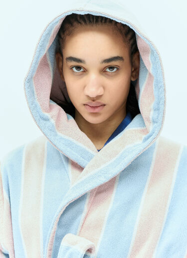 Tekla Striped Hooded Bathrobe Blue tek0355010