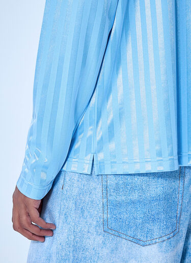 Metalwood Striped Long Sleeve Polo Shirt Blue met0164003