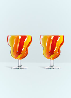 Burberry Set Of Two Wine Glasses Black bur0155112