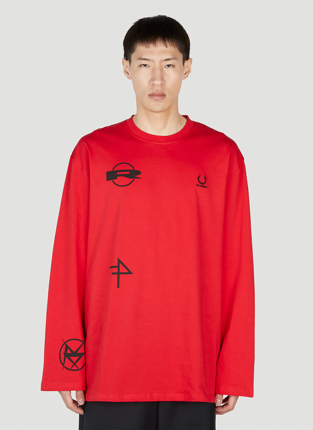 Raf Simons x Fred Perry プリントロングスリーブTシャツ ブラック rsf0152002