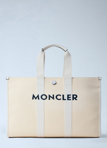 Canvas Logo Tote Bag Moncler Canvas Logo Tote Bag White mon0164043