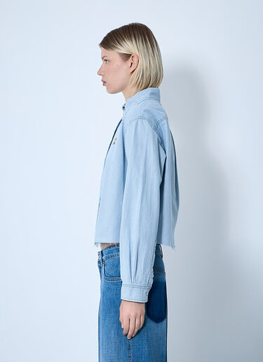 Miu Miu Striped Logo Motif Shirt Denim miu0261014