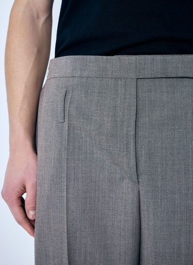 Prada Belted Tailored Wool-Blend Pants Beige pra0360002