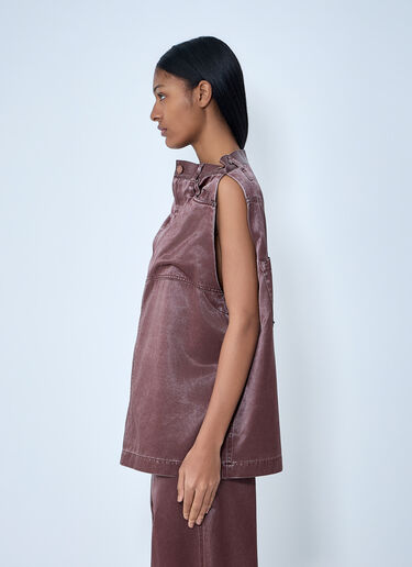 Issey Miyake Satin Denim Sleeveless Top Brown ism0263002